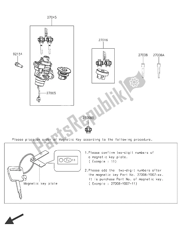 All parts for the Ignition Switch of the Kawasaki J 300 ABS 2016