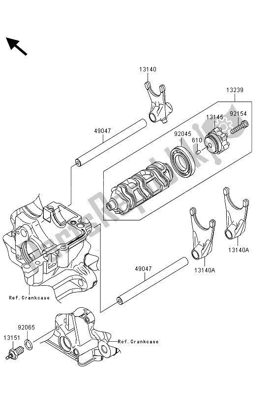 All parts for the Gear Change Drum & Shift Fork(s) of the Kawasaki Z 1000 SX 2013