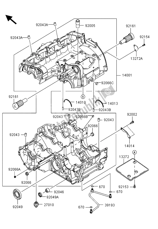 All parts for the Crankcase of the Kawasaki Z 1000 SX ABS 2013