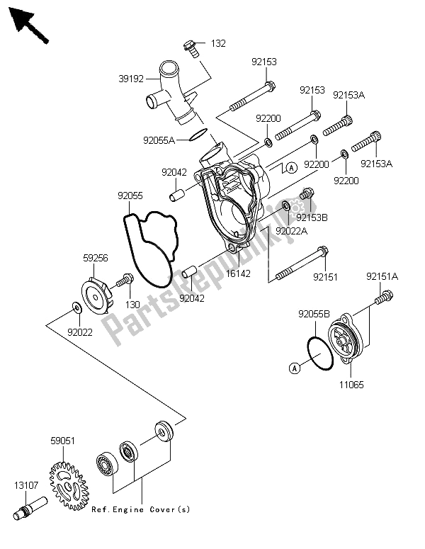 Toutes les pièces pour le Pompe à Eau du Kawasaki KX 250F 2008