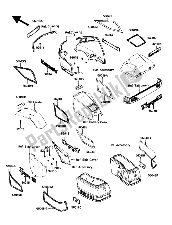 Todas las partes para Etiqueta de Kawasaki Voyager XII 1200 1991