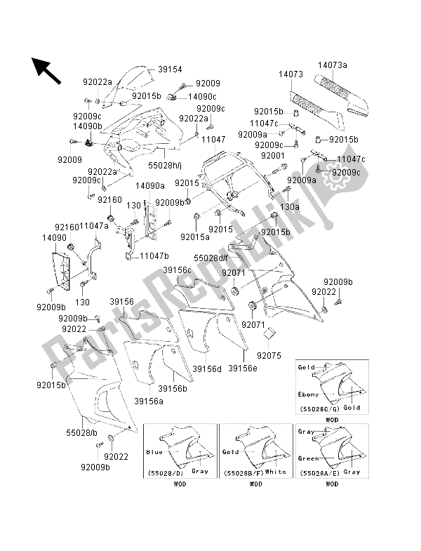 Tutte le parti per il Cuffia del Kawasaki KLE 500 2001