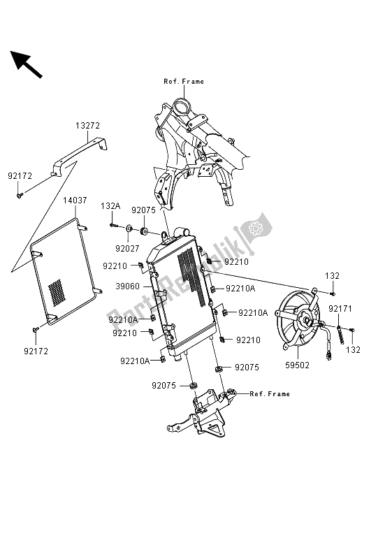 Alle onderdelen voor de Radiator van de Kawasaki VN 1700 Voyager Custom ABS 2013