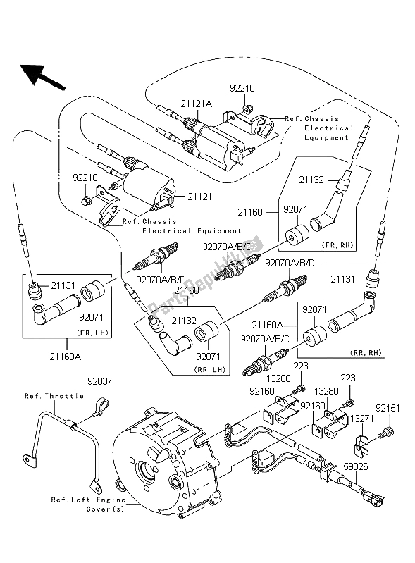 Tutte le parti per il Sistema Di Accensione del Kawasaki VN 1600 Mean Streak 2004