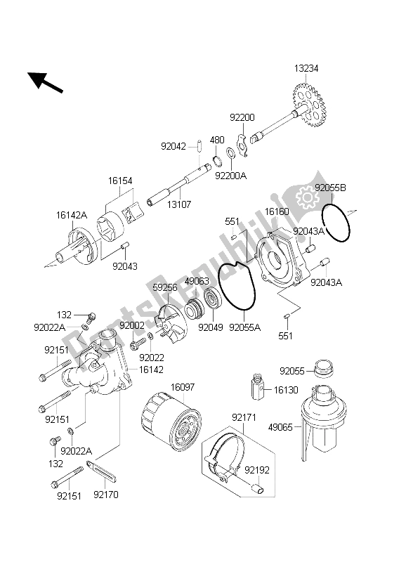 All parts for the Oil Pump of the Kawasaki Ninja ZX 6R 600 2004