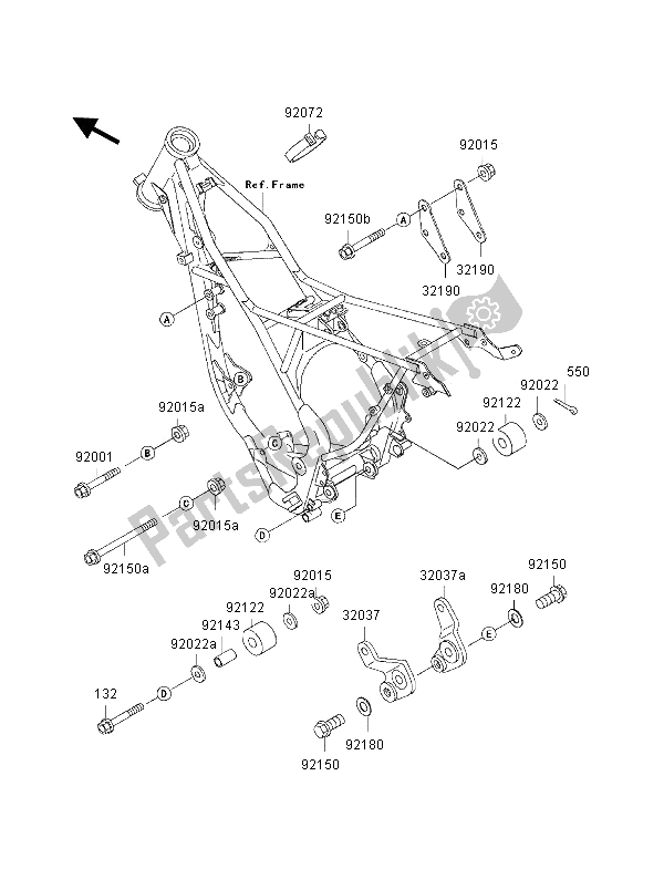 Tutte le parti per il Montaggi Della Struttura del Kawasaki KX 80 SW LW 2000