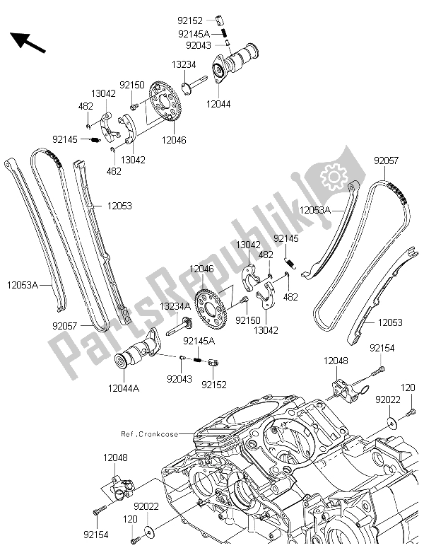 Alle onderdelen voor de Nokkenas (sen) En Spanner van de Kawasaki Vulcan 1700 Nomad ABS 2015