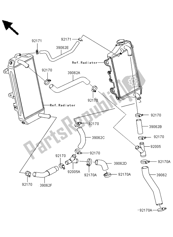 Toutes les pièces pour le Conduite D'eau du Kawasaki KLX 450R 2009