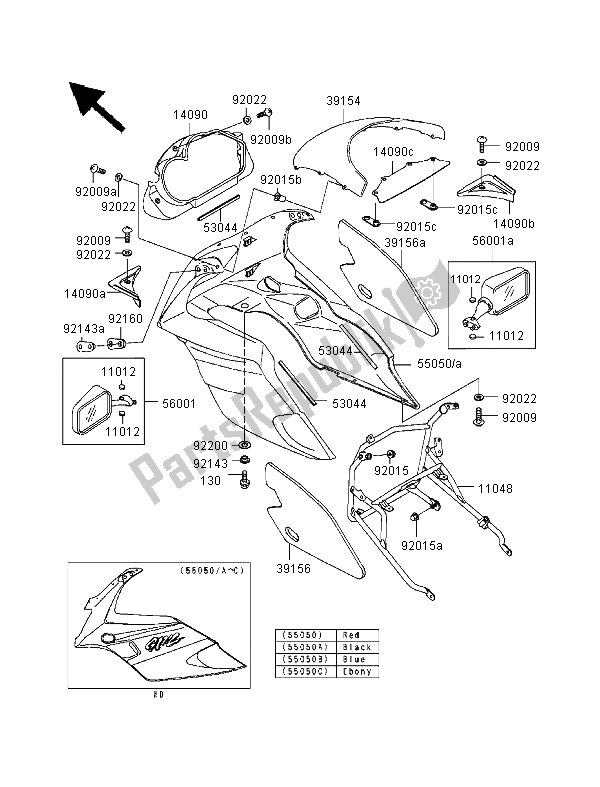 Todas las partes para Cubierta de Kawasaki GPZ 500S 1999