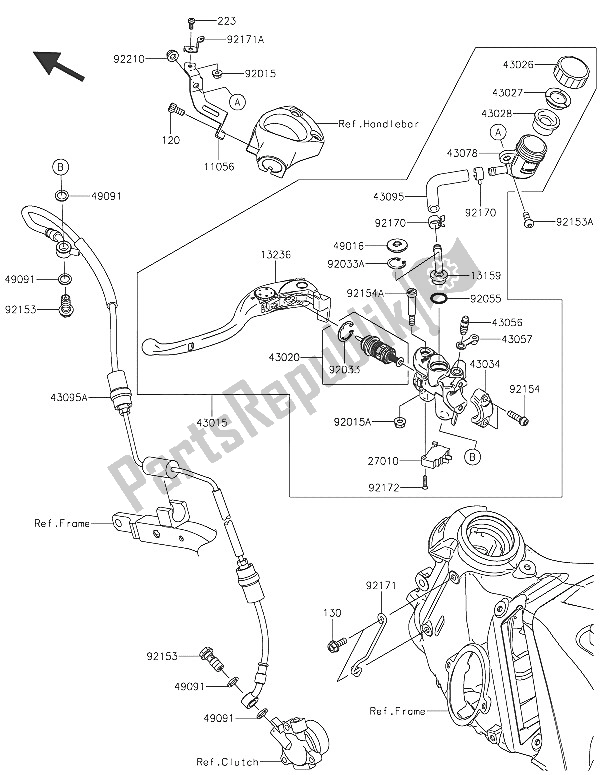 All parts for the Clutch Master Cylinder of the Kawasaki ZZR 1400 ABS 2016