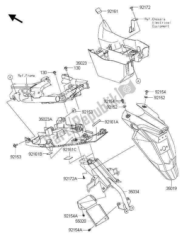 All parts for the Rear Fender(s) of the Kawasaki ER 6F ABS 650 2015