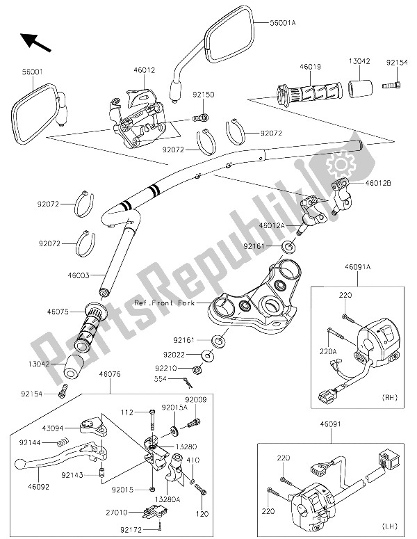 All parts for the Handlebar of the Kawasaki Vulcan S ABS 650 2015