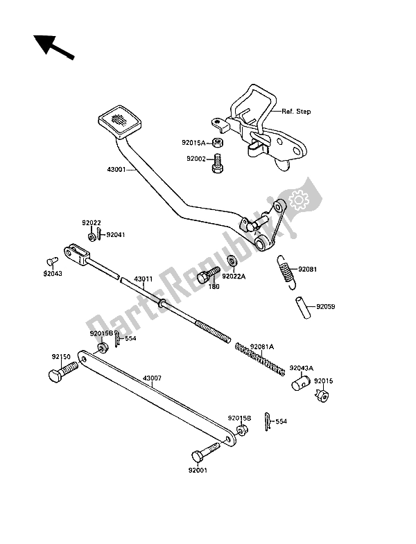 Tutte le parti per il Pedale Del Freno del Kawasaki EL 250 1988