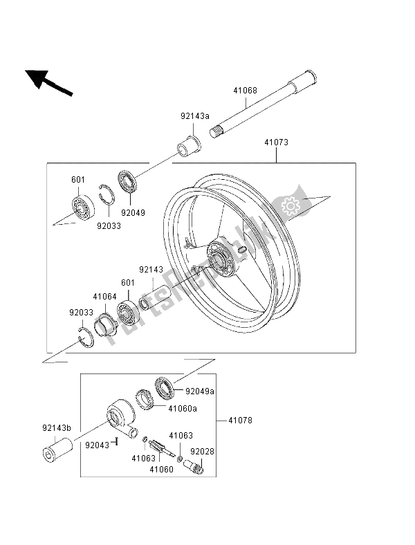 Todas las partes para Buje Delantero de Kawasaki ZRX 1200R 2002