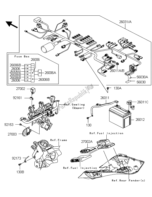 Alle onderdelen voor de Chassis Elektrische Apparatuur van de Kawasaki Z 1000 SX 2011
