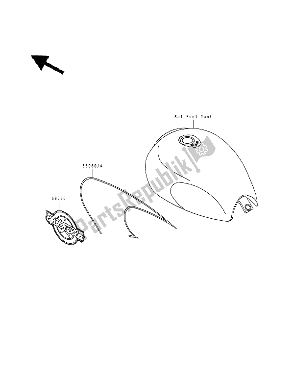 Tutte le parti per il Decalcomanie del Kawasaki Estrella 250 1994