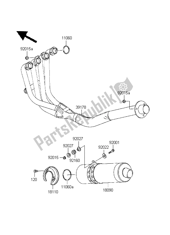 Tutte le parti per il Silenziatore del Kawasaki Ninja ZX 7R 750 1999