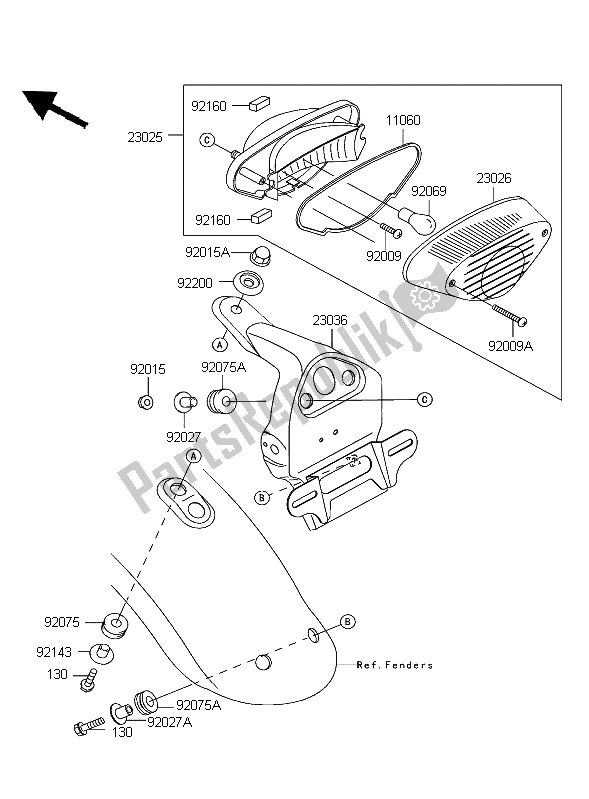 Alle onderdelen voor de Achterlicht van de Kawasaki W 650 2004