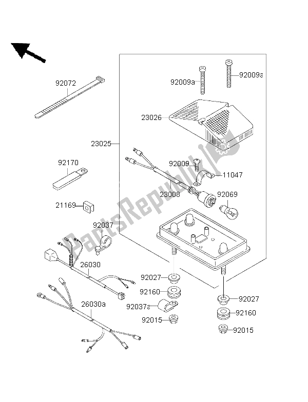 All parts for the Taillight of the Kawasaki KLX 650R 1999