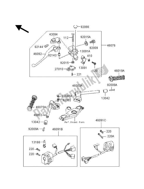 Tutte le parti per il Manubrio del Kawasaki ZZ R 600 1998