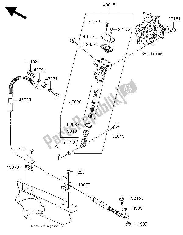 Tutte le parti per il Pompa Freno Posteriore del Kawasaki KX 250F 2011