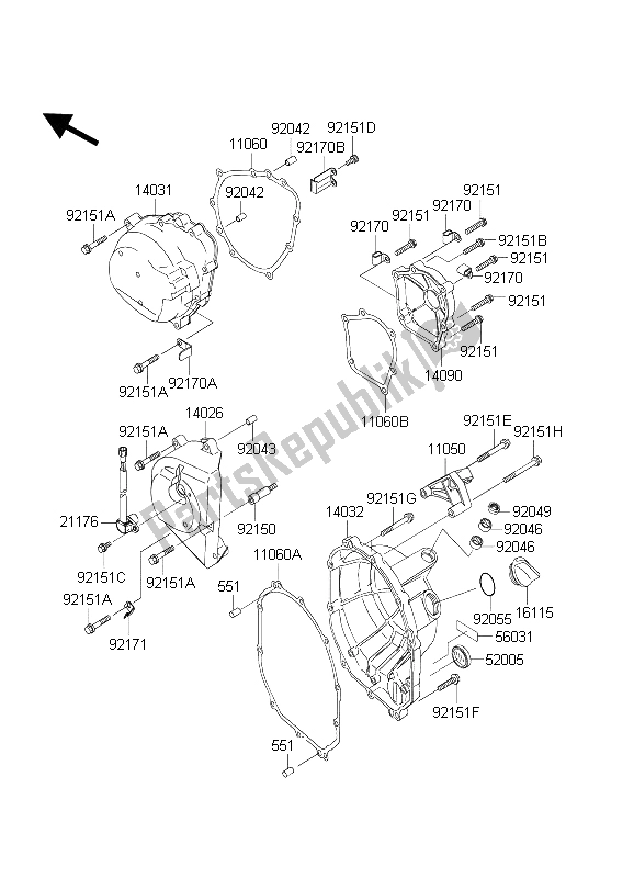 Tutte le parti per il Coperchio (i) Del Motore del Kawasaki Ninja ZX 6R 600 2004