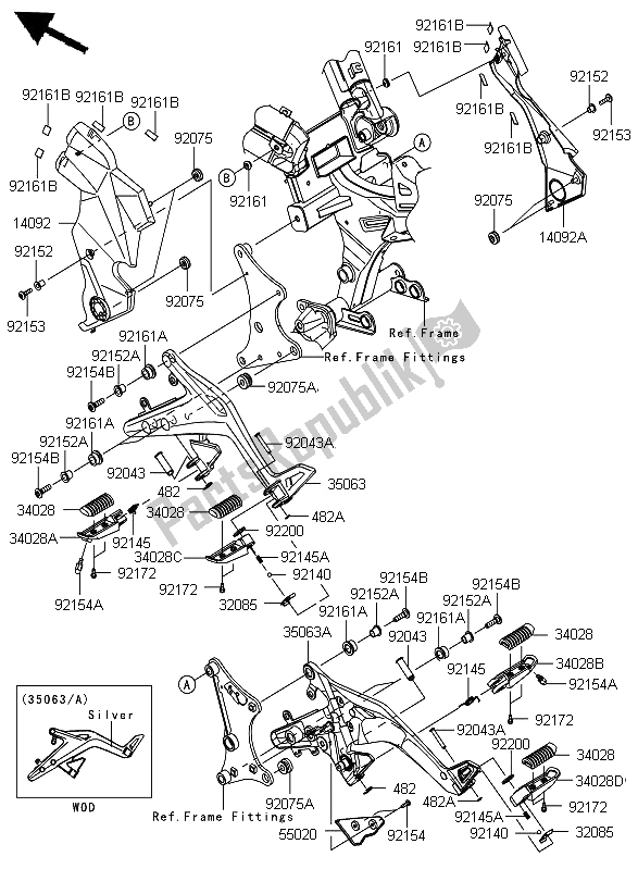 Toutes les pièces pour le Repose-pieds du Kawasaki ER 6N ABS 650 2012