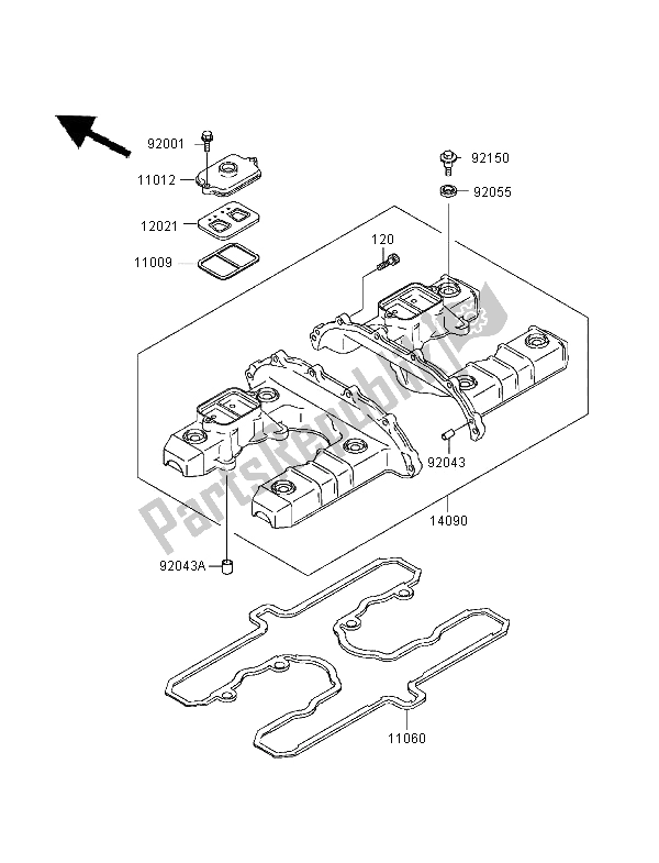 Tutte le parti per il Coperchio Della Testata del Kawasaki Zephyr 1100 1995