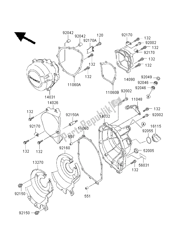 Tutte le parti per il Coperchio Del Motore del Kawasaki Ninja ZX 6R 600 1995