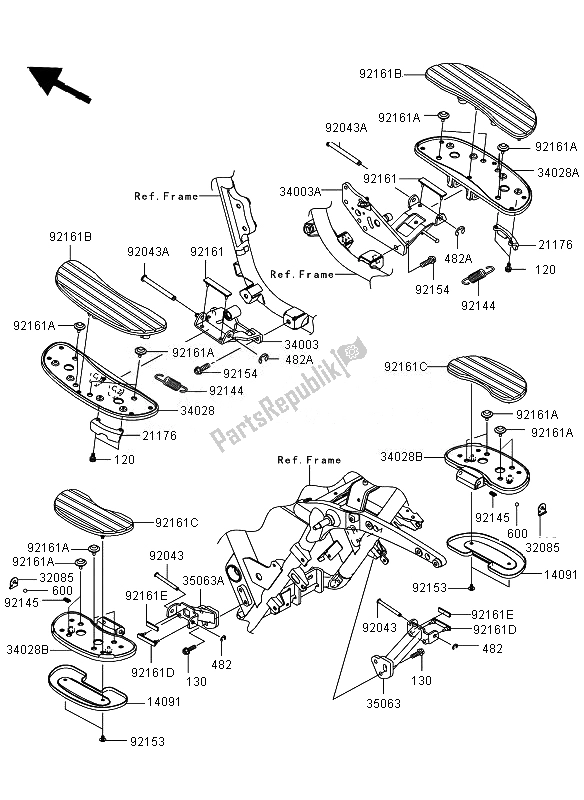 All parts for the Footrests of the Kawasaki VN 1700 Voyager ABS 2011