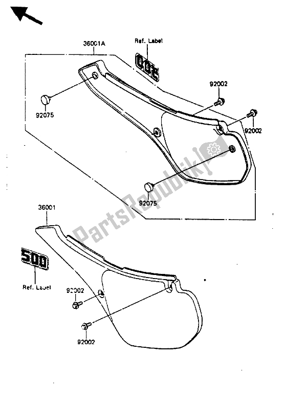 Toutes les pièces pour le Couvercle Latéral du Kawasaki KX 500 1985