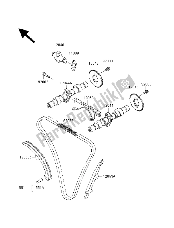 Todas as partes de árvore De Cames E Tensor do Kawasaki GPZ 500S 1999