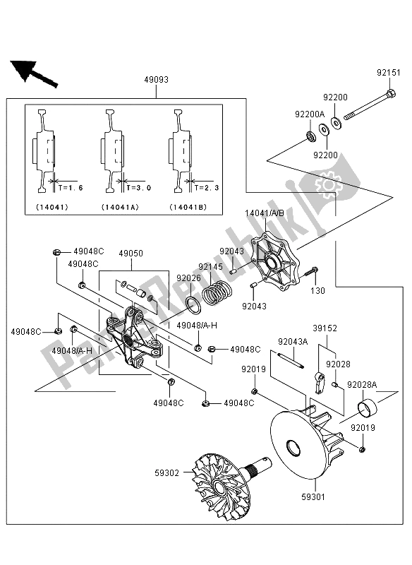 Tutte le parti per il Convertitore Di Unità del Kawasaki KVF 650 4X4 2009