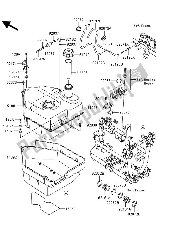 All parts for the Fuel Tank of the Kawasaki KVF 750 4X4 EPS 2013