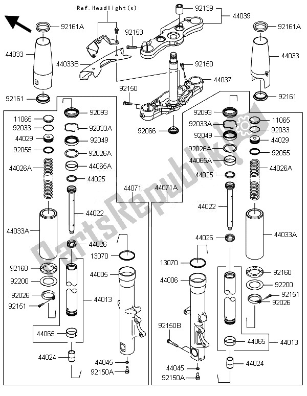 Toutes les pièces pour le Fourche Avant du Kawasaki VN 1700 Classic Tourer ABS 2014