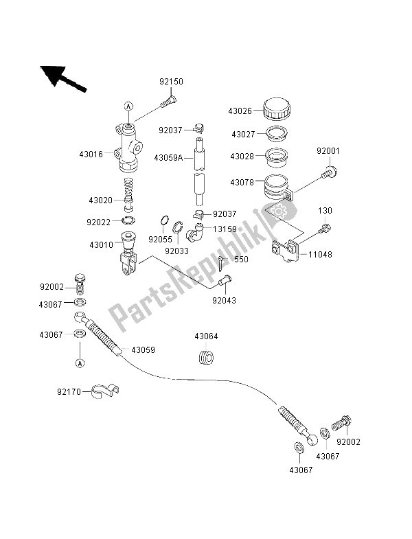 Tutte le parti per il Pompa Freno Posteriore del Kawasaki Ninja ZX 6R 600 1997