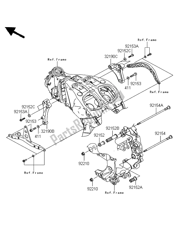 Tutte le parti per il Supporto Del Motore del Kawasaki 1400 GTR 2009