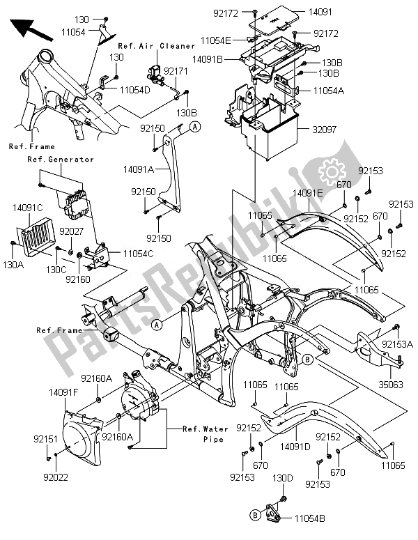 All parts for the Frame Fittings of the Kawasaki VN 900 Custom 2014