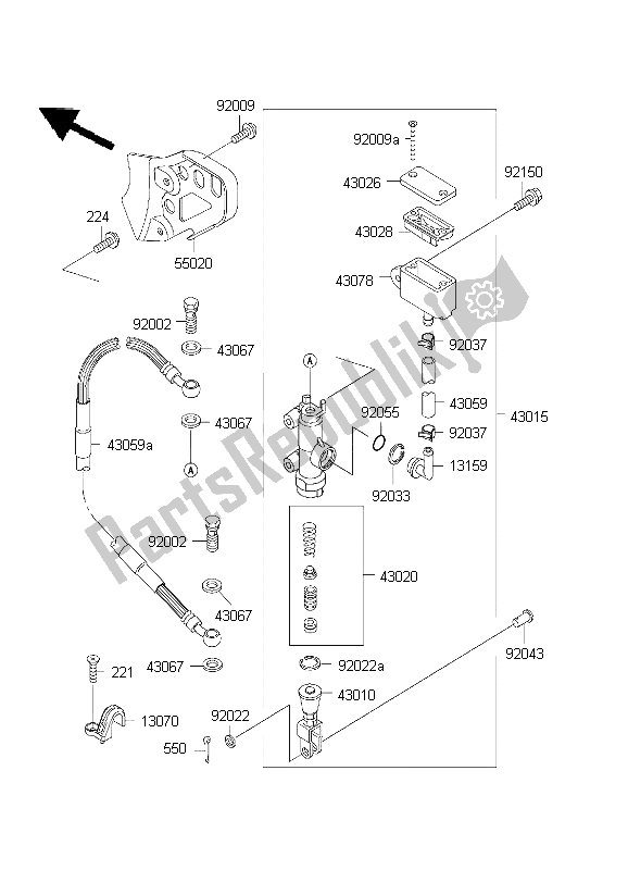 Tutte le parti per il Pompa Freno Posteriore del Kawasaki KDX 200 2003