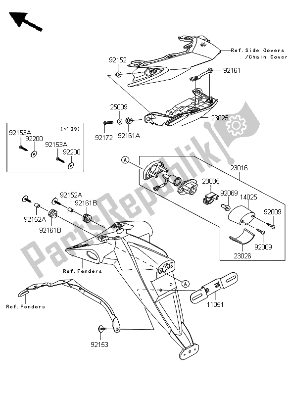 All parts for the Taillight of the Kawasaki Z 750 ABS 2007