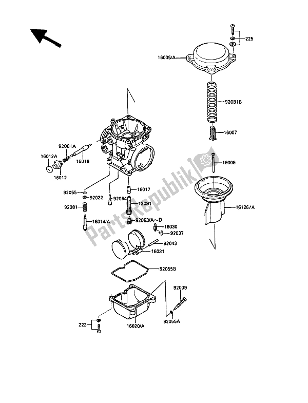Tutte le parti per il Parti Del Carburatore del Kawasaki 1000 GTR 1989