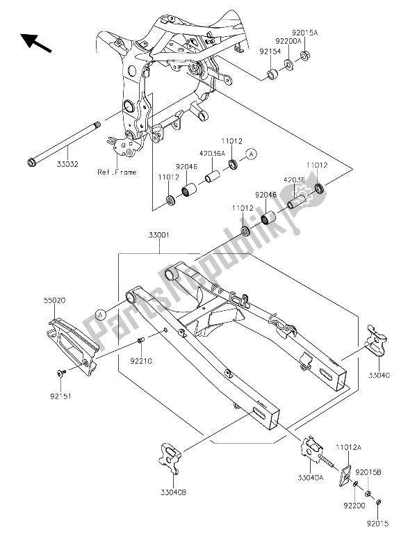 Toutes les pièces pour le Bras Oscillant du Kawasaki Z 250 SL ABS 2015