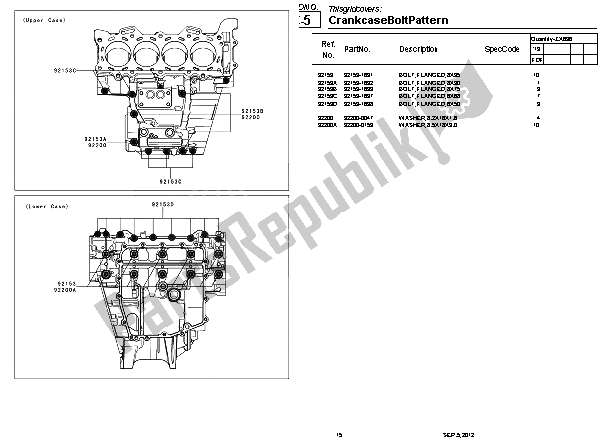 Tutte le parti per il Modello Del Bullone Del Basamento del Kawasaki Ninja ZX 6R ABS 600 2013