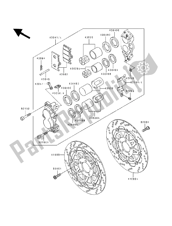 Tutte le parti per il Pinza Anteriore del Kawasaki ZXR 750 1991