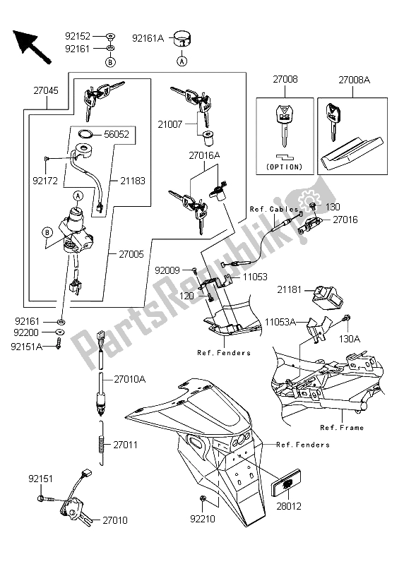 Toutes les pièces pour le Interrupteur D'allumage du Kawasaki Z 750 2006