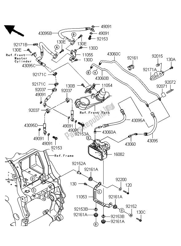 All parts for the Brake Piping of the Kawasaki ZZR 1400 ABS 2010