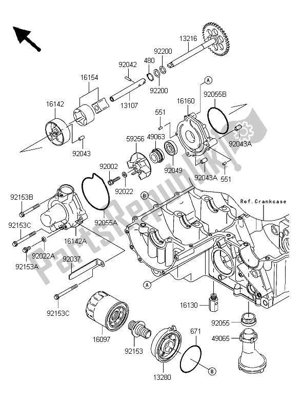 Alle onderdelen voor de Oliepomp van de Kawasaki Z 750S 2006