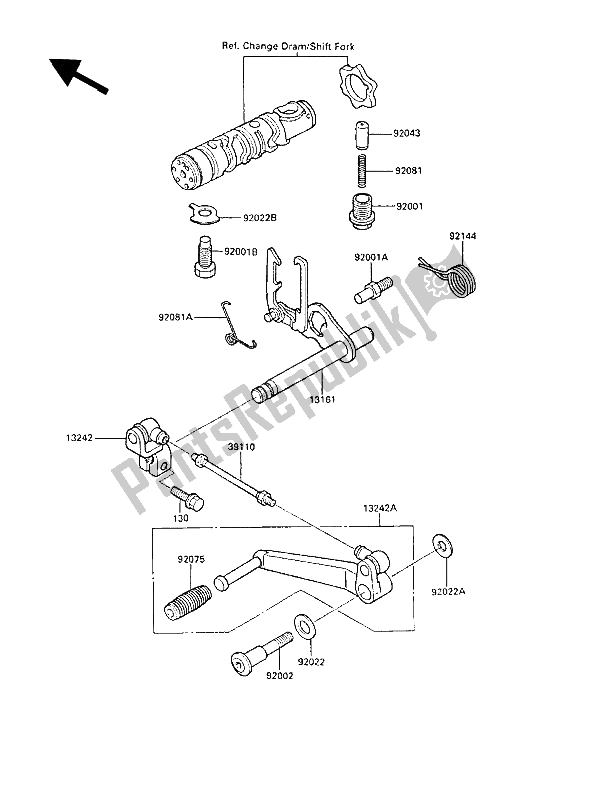 Tutte le parti per il Meccanismo Di Cambio Marcia del Kawasaki GPZ 600R 1987