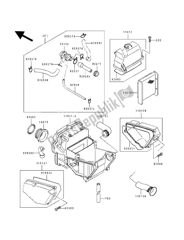 Todas las partes para Filtro De Aire de Kawasaki GPZ 500S 1992