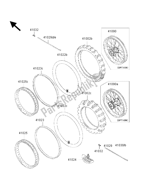 Tutte le parti per il Pneumatici del Kawasaki KX 85 SW 2001